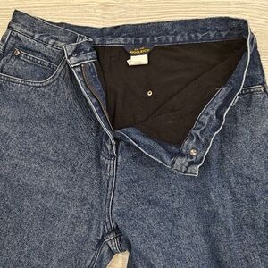 Woolrich Women's 1435 Denim Black Fleece Lined Blue Jeans Size 14 Warm Thick